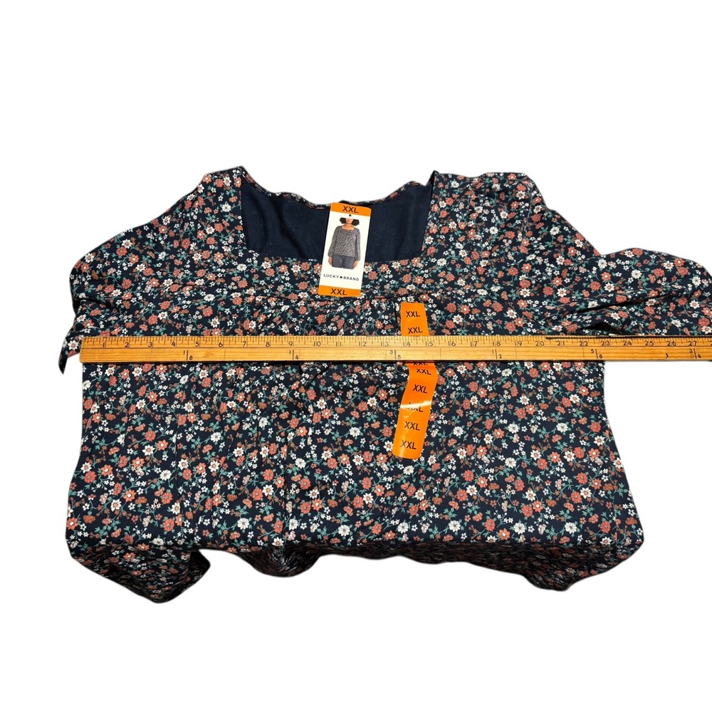 Lucky Brand Floral Boat Neck Tunic. SZ XXL. Boho Peasant Cottage Core. Artsy NWT - Picture 6 of 10